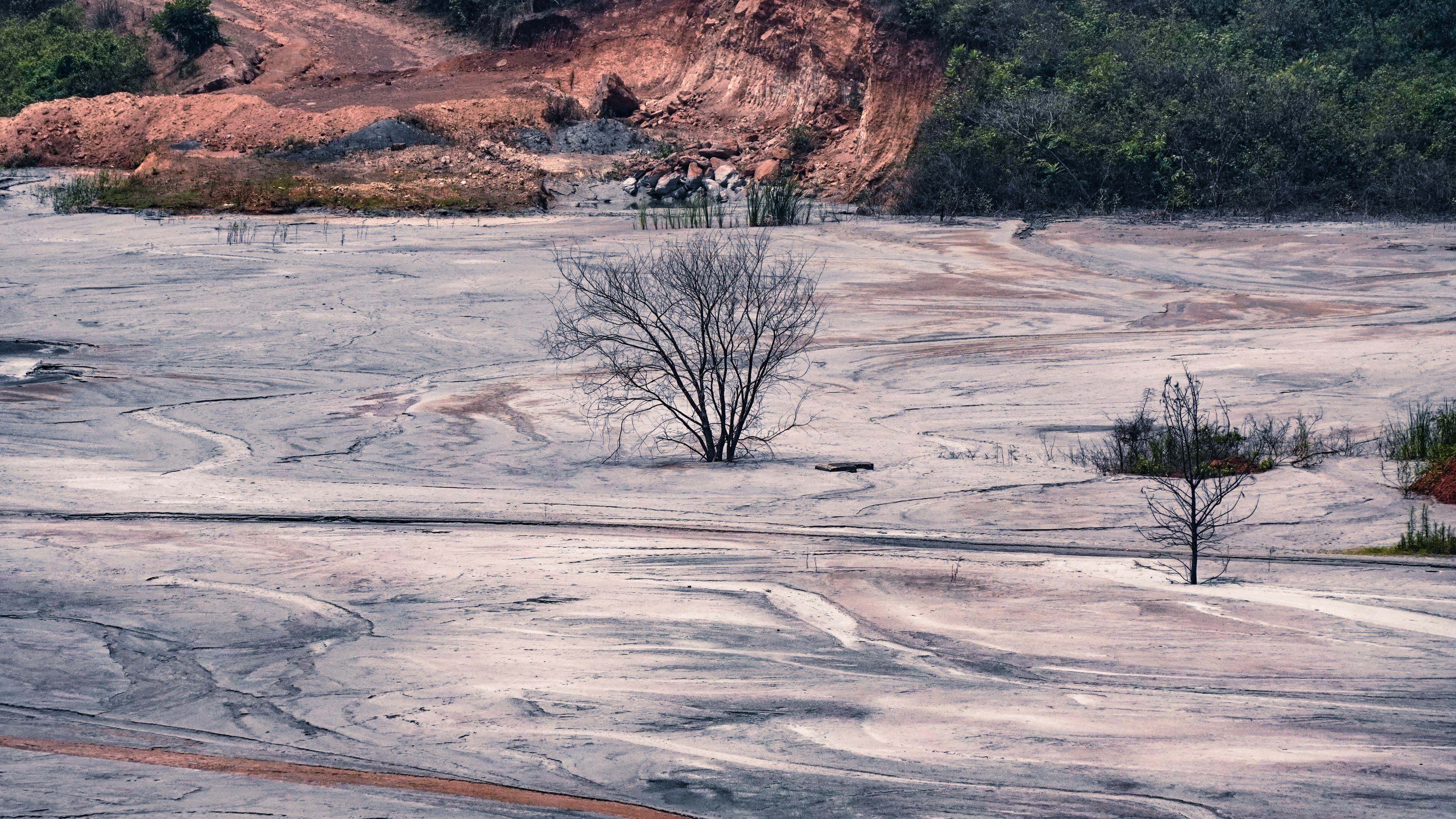 A view of the ash pond at the NALCO plant